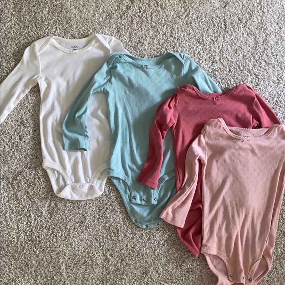 4 pack- baby girl long sleeve bodysuits -Carters